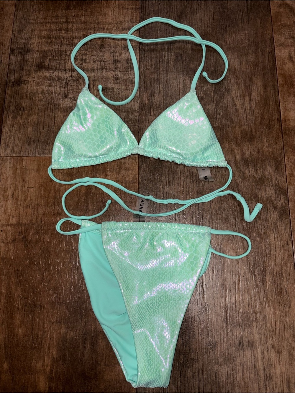 SHEIN Metallic Snake Print High Waist Micro Bikini Size Small
